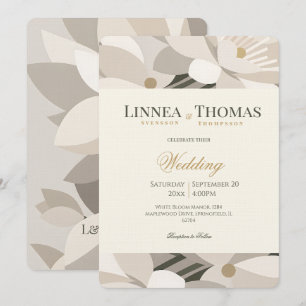 Neutral Beige Abstract Modern Editorial Wedding Invitation