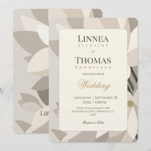 Neutral Beige Abstract Modern Editorial Wedding Invitation