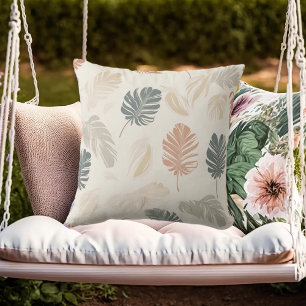 Neutral Beige Boho Leaves Cushion