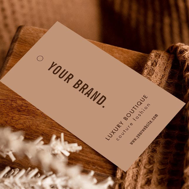 Neutral Beige Boho Style Clothing Label Hang Tag (Neutral Beige Clothing Label Hang Tag with price & size table on the back)