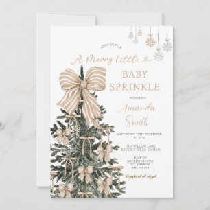 Neutral Beige Bow Christmas Tree Baby Sprinkle Invitation