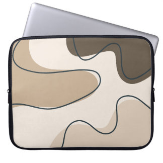 Neutral Beige & Brown Abstract Boho Liquid Swirl L Laptop Sleeve