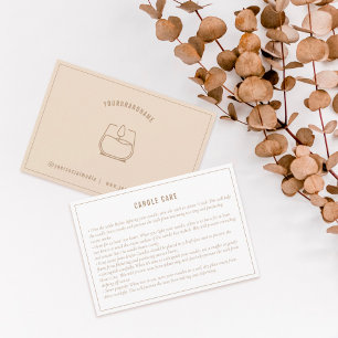 Neutral Beige Candle Care  Instruction Card