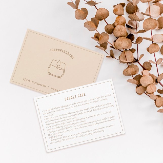 Neutral Beige Candle Care  Instruction Card (Creator Uploaded)