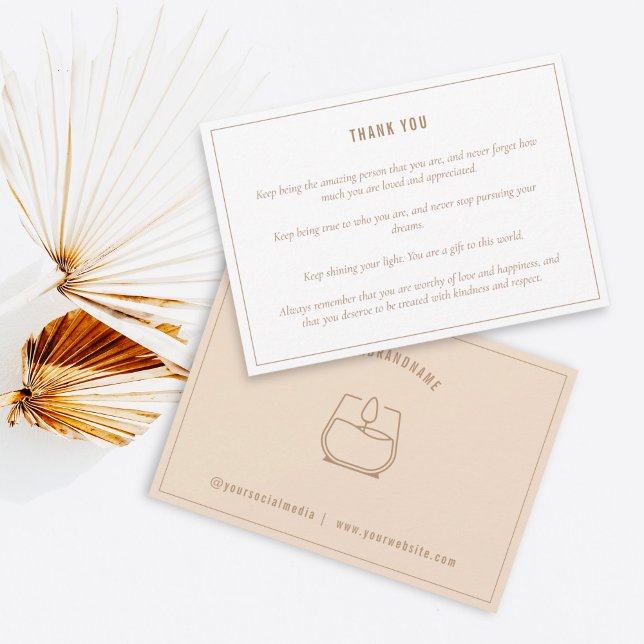 Neutral Beige Candle Love Insert Note For Customer Thank You Card (Creator Uploaded)