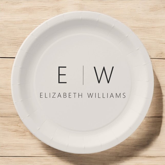 Neutral Beige Classic Elegant Modern Minimalist  Paper Plate (Creator Uploaded)