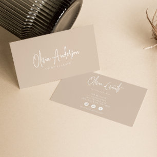 Neutral Beige Cream Minimalist Boho Chic Modern Business Card