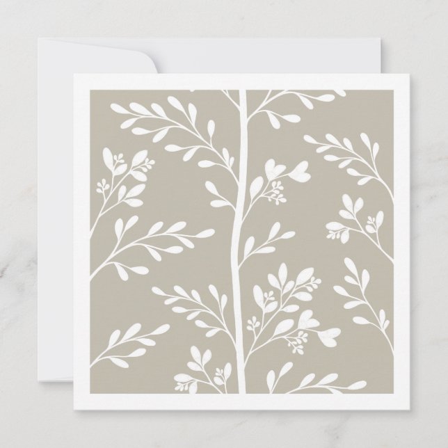 Neutral Beige Delicate Flower Buds Minimal Card (Front)