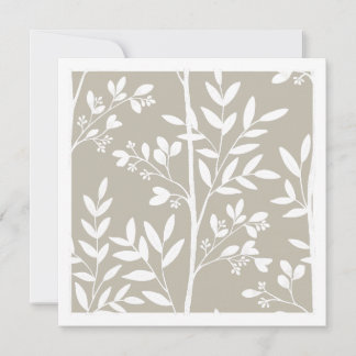 Neutral Beige Floral Silhouette Botanical Art Card