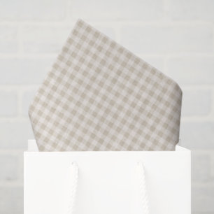 Neutral Beige Gingham Rustic Plaid Tissue Paper