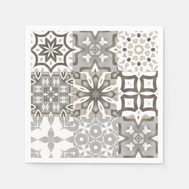 Neutral,beige,gray ,Moroccan tiles  Napkin (Front)