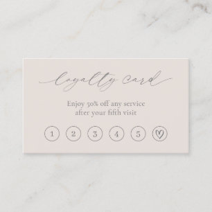 Neutral Beige Minimal Heart QR Code Elegant Modern Loyalty Card