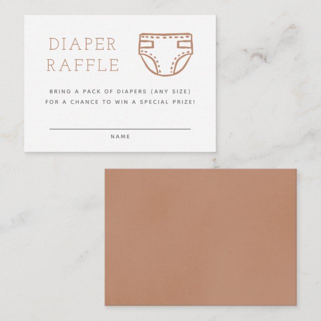 Neutral Beige Minimalist Diaper Raffle Enclosure Card (Front/Back)