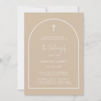 Neutral Beige Modern Arch Minimalist Christening