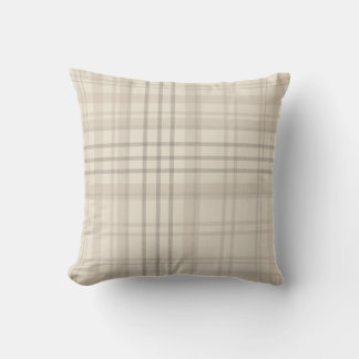 Neutral Beige Plaid Cushion
