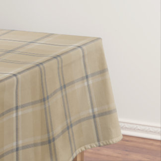Neutral Beige Plaid Tartan Tablecloth