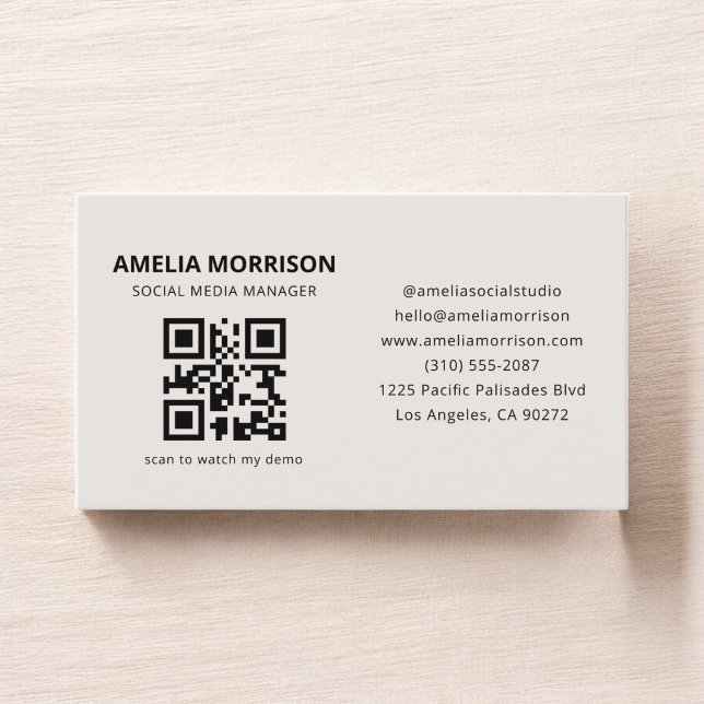 Neutral Beige QR Code Minimalist Professional Business Card (Creator Uploaded)