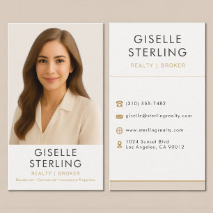 Neutral Beige Real Estate Agent Broker  Business Card