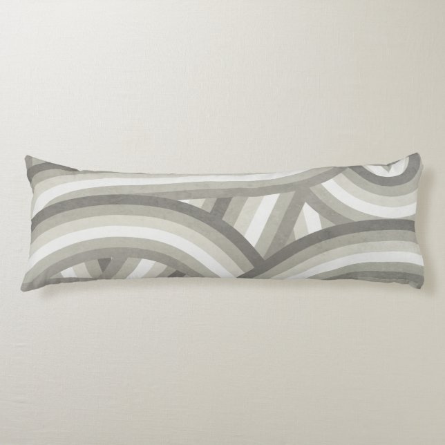 Neutral/Beige Retro Rainbow Stripes Pattern Body Cushion (Front)