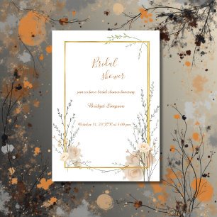 Neutral Beige Rustic Floral Bridal Shower Invitation