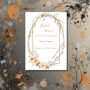 Neutral Beige Rustic Floral wreath Bridal Shower Invitation