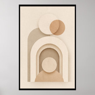 Neutral Beige Scandinavian Abstract Design Poster