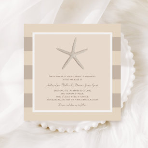Neutral Beige Starfish Beach Wedding Invitation