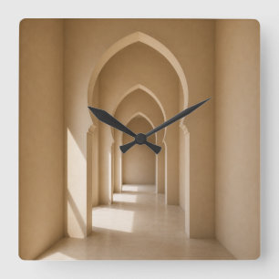 Neutral Beige Wall Decor Square Wall Clock