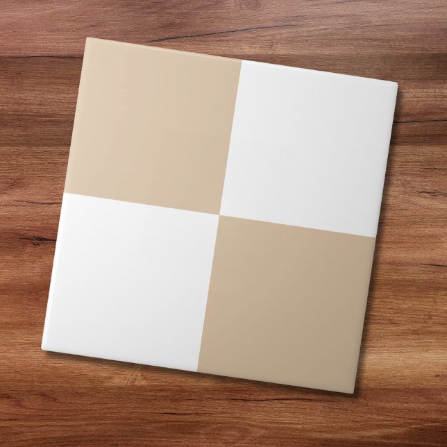 Neutral Beige White Chequered Ceramic Tile (Creator Uploaded)