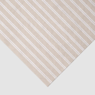 Neutral Beige White Stripes Tissue Paper