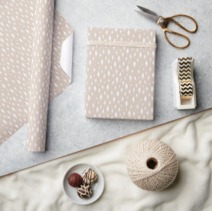 Neutral Beige & White Tiny Trees Holiday Pattern Wrapping Paper