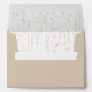 Neutral Beige Wildflower Printed Envelope Interior