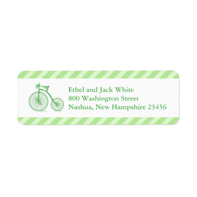 Neutral Bicycle Baby Shower Return Address Labels (Front)