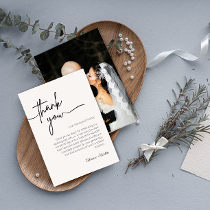 Neutral Black and White Minimalist Wedding Thank You Card