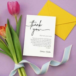 Neutral Black and White Minimalist Wedding Thank You Card