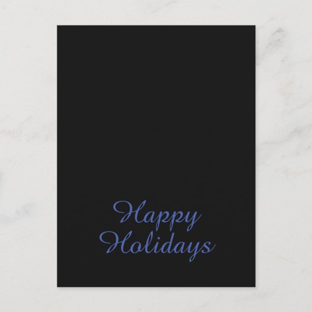 Neutral Black & Blue Plain Elegant Happy Holidays Postcard (Front)