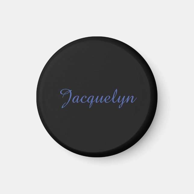 Neutral Black & Blue Plain Elegant Modern Own Name Magnet (Front)