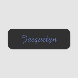 Neutral Black & Blue Plain Elegant Modern Own Name Name Tag