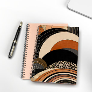 Neutral Black Orange Modern Boho Notebook