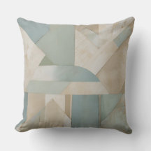 Neutral Blue Green Beige Abstract Geometric Print