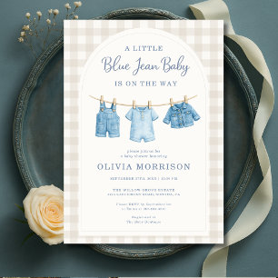 Neutral Blue Jean Baby Denim Baby Shower Invitation
