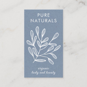 Neutral Blue Modern Botanical Leaf Simple Modern Business Card