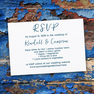 Neutral Blue Text Menu RSVP Cards