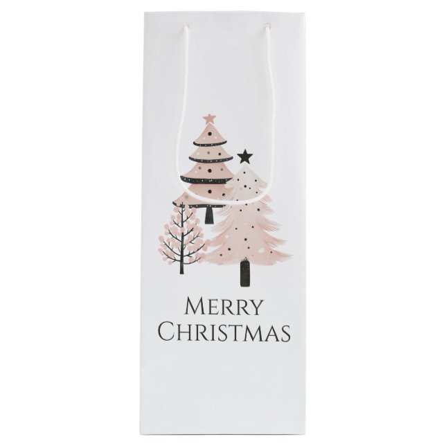 Neutral Blush Christmas Tree Holiday Gift Bag (Front)