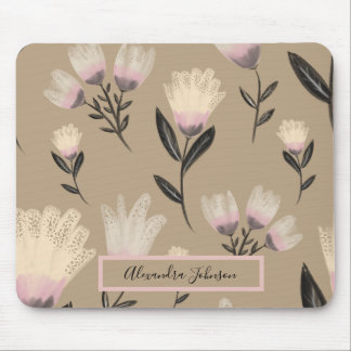 Neutral Blush Floral | Modern Botanical Mouse Pad