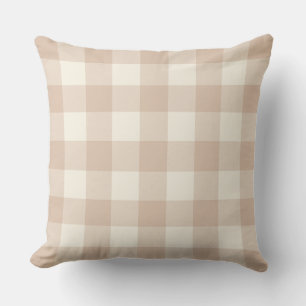Neutral Blush Gingham Check Plaid Cushion