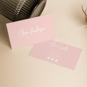 Neutral Blush Pink Minimalist Boho Girly Modern Business Card