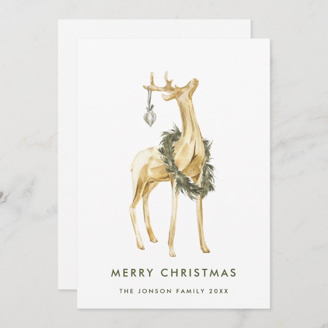 Neutral Bohemian Christmas Composition Greeting Holiday Card (Front/Back)