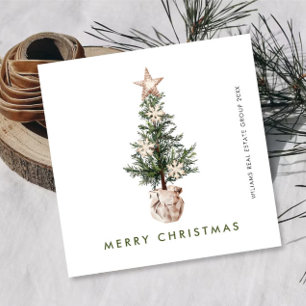 Neutral Bohemian Christmas Tree Corporate Holiday Card