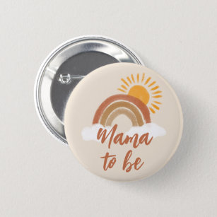 Neutral Bohemian Mama to Be Baby Shower Title 6 Cm Round Badge